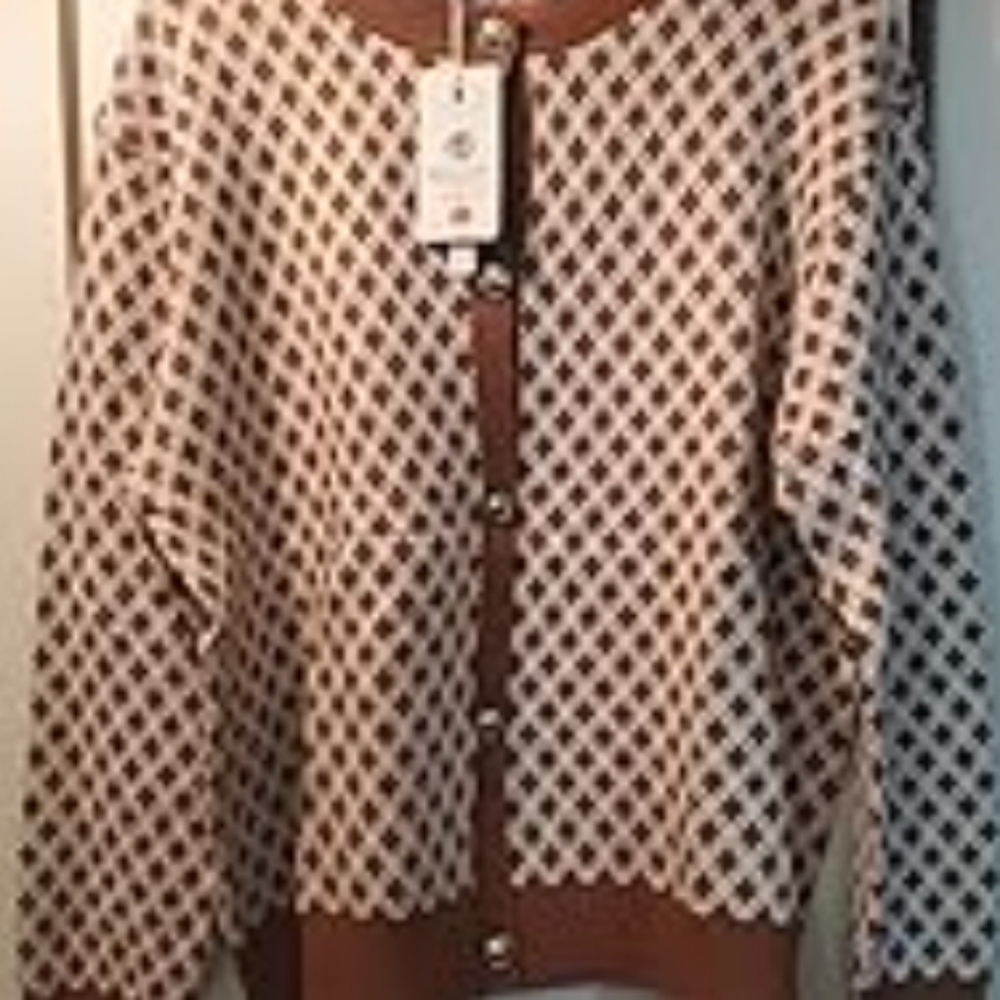 MEROKEETY Women's Lightweight Oversized Checkered Cardigan NWT SIZE S - Picture 2 of 9